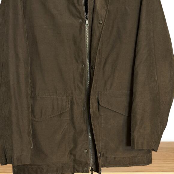 Vintage Nautica Waxed Field Coat Size M Brown Leather Collar Heritage Workwear - Picture 9 of 14